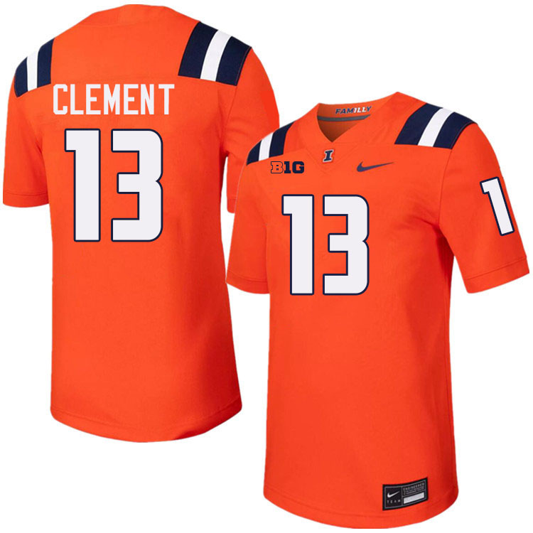 #13 Hudson Clement Illinois Fighting Illini Football Jersey,Uniforms-Orange #13 Hudson Clement Illinois Fighting Illini Football Jersey,Uniforms-Orange